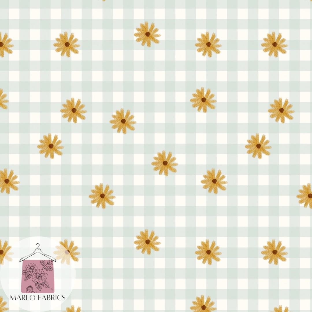 Sunflower Gingham - Green - Pre Order 954