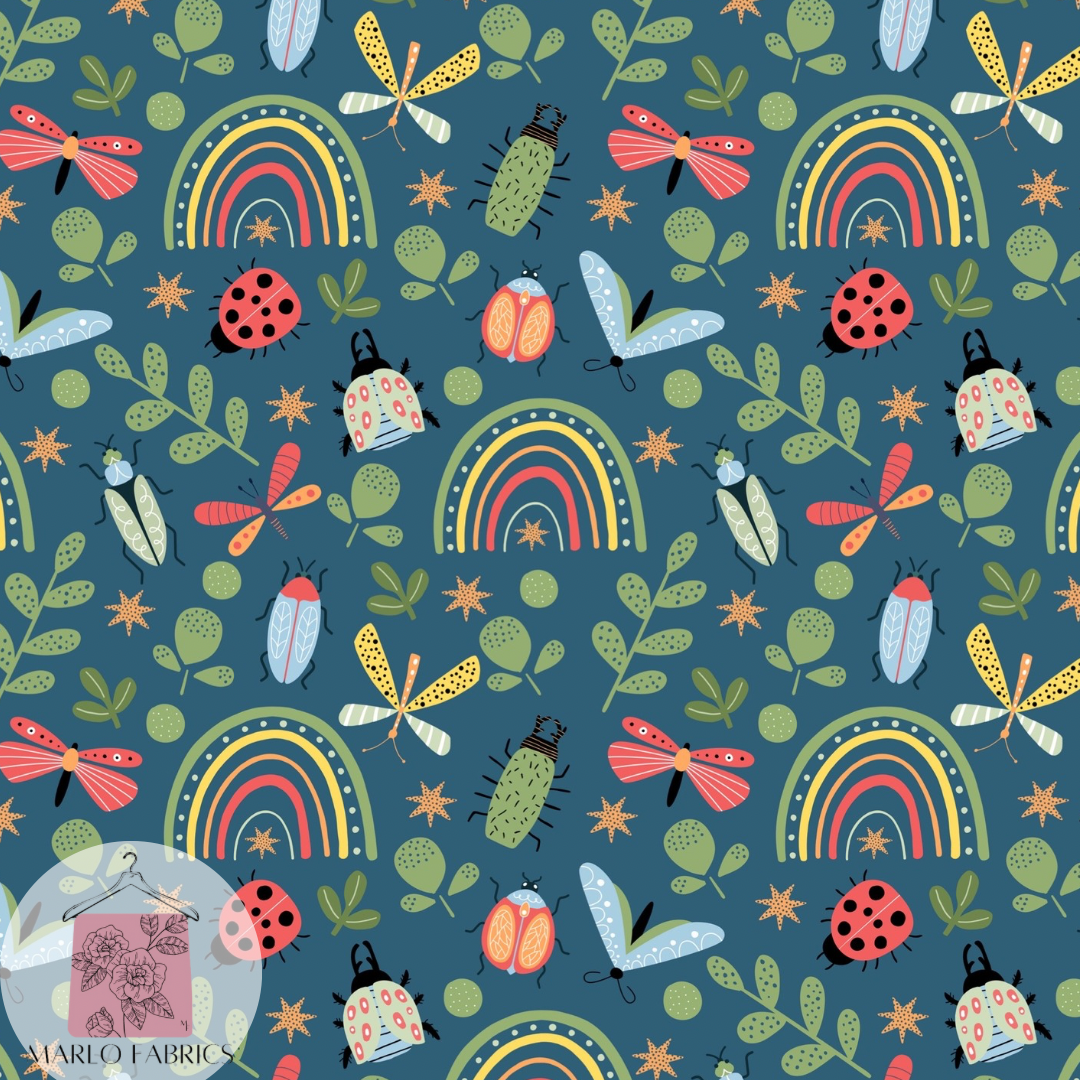 Rainbow Bugs - Navy - Pre Order 828