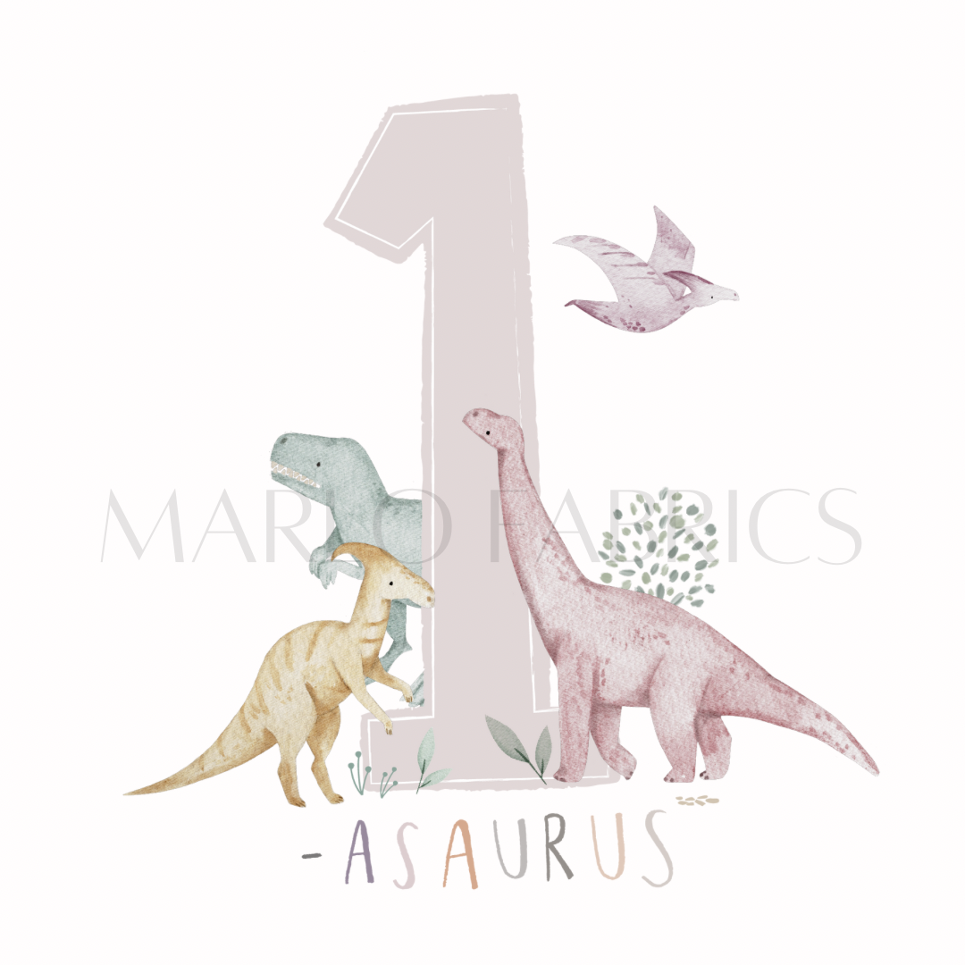 Dino Birthday - one - pink - Heat Transfer
