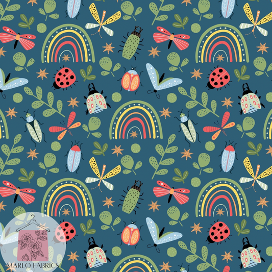 Rainbow Bugs - Navy - Pre Order 828