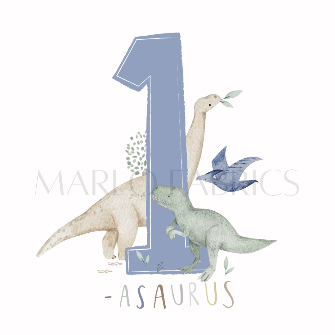 Dino Birthday - one - blue  - Heat Transfer