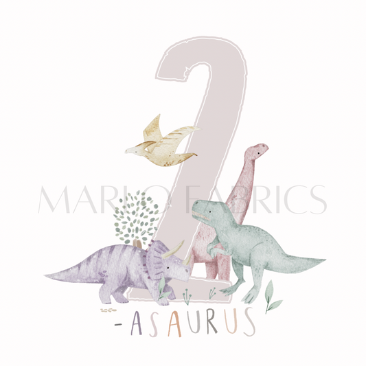 Dino Birthday - two - pink  - Heat Transfer