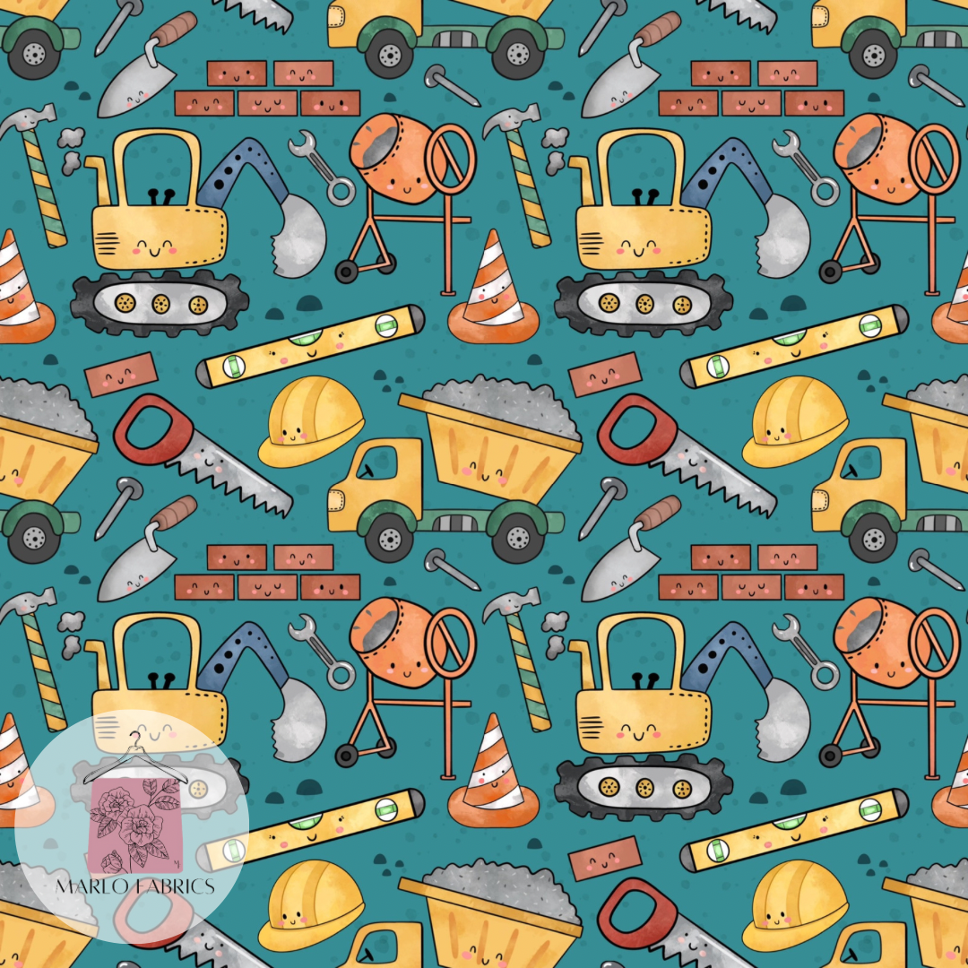 Construction Fun - Teal  - Pre Order 464