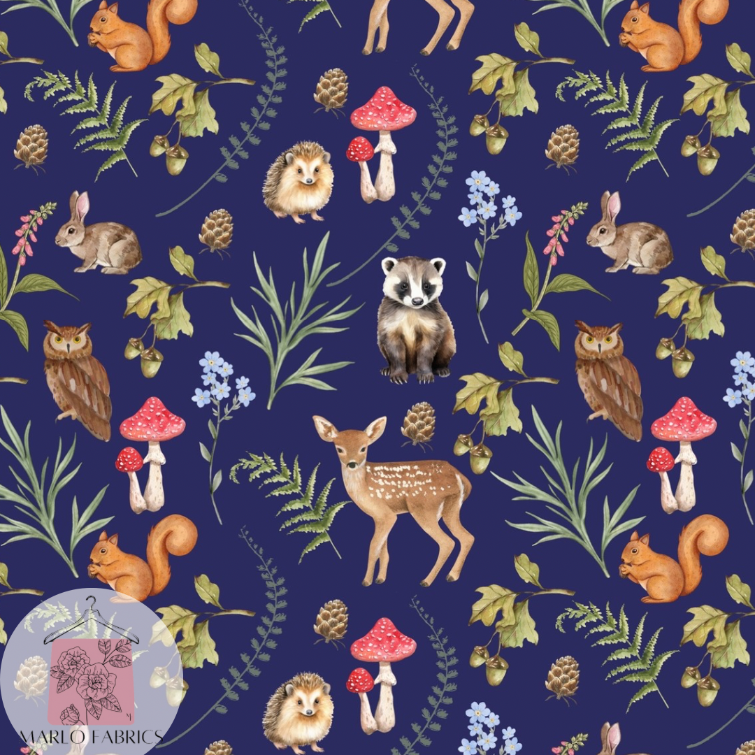 Woodland Animals - Deep Blue - Pre Order 786