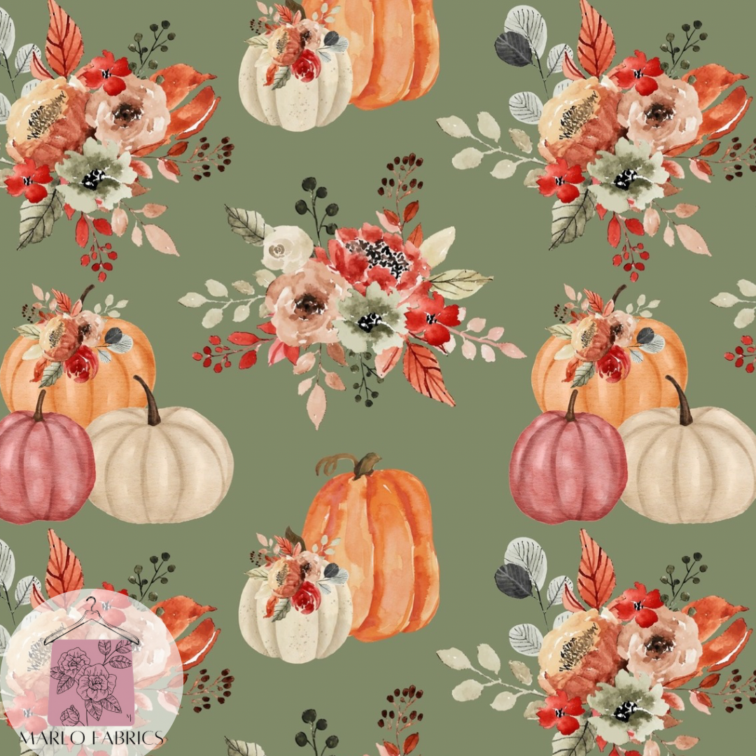 Pumpkin Floral - Sage - Pre Order 782