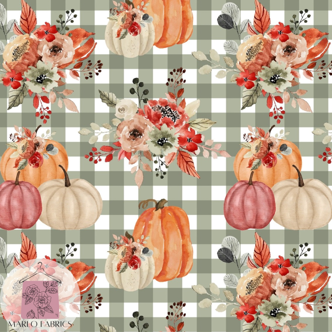 Pumpkin Floral - Gingham - Pre Order 781