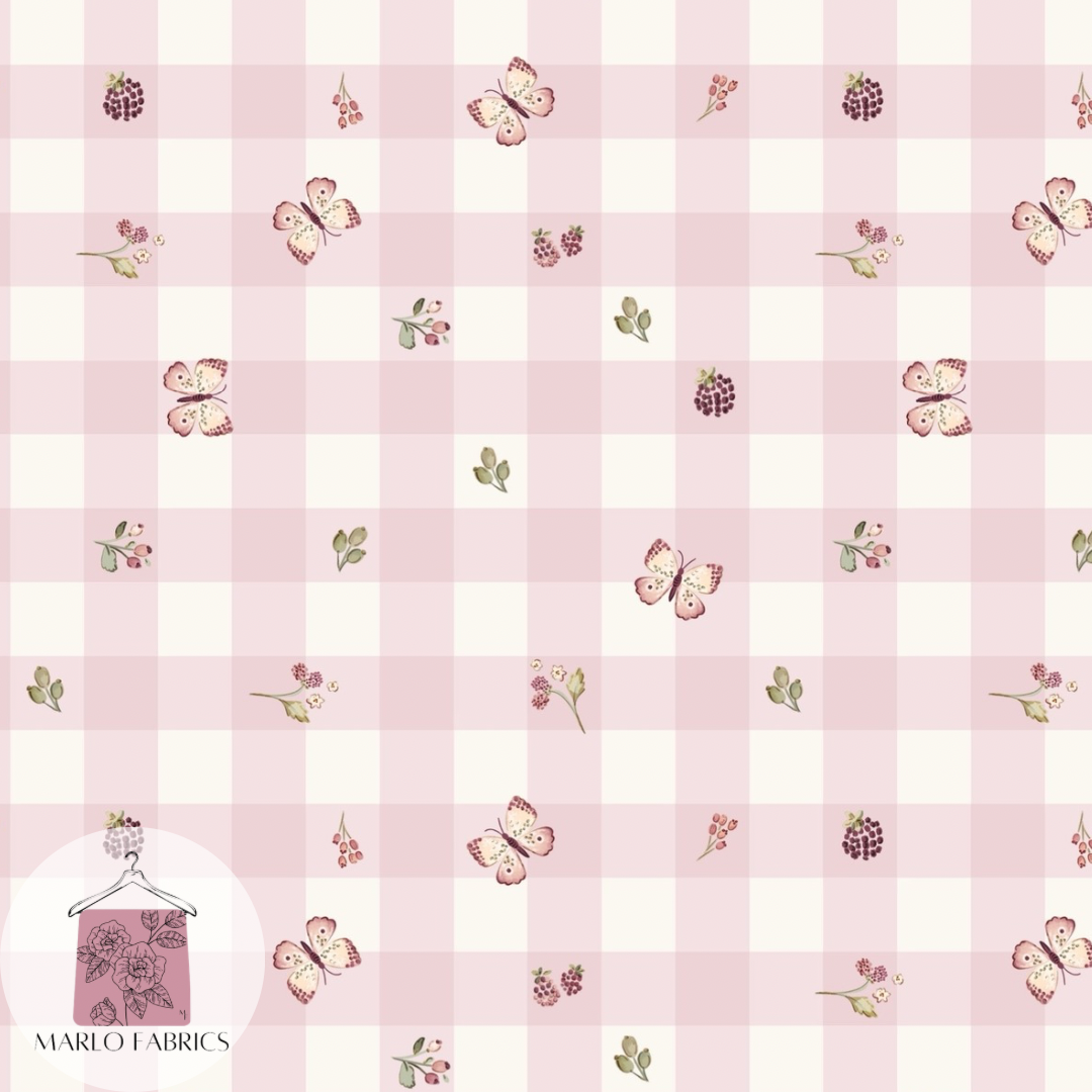 Butterfly Gingham - Berry - Pre Order