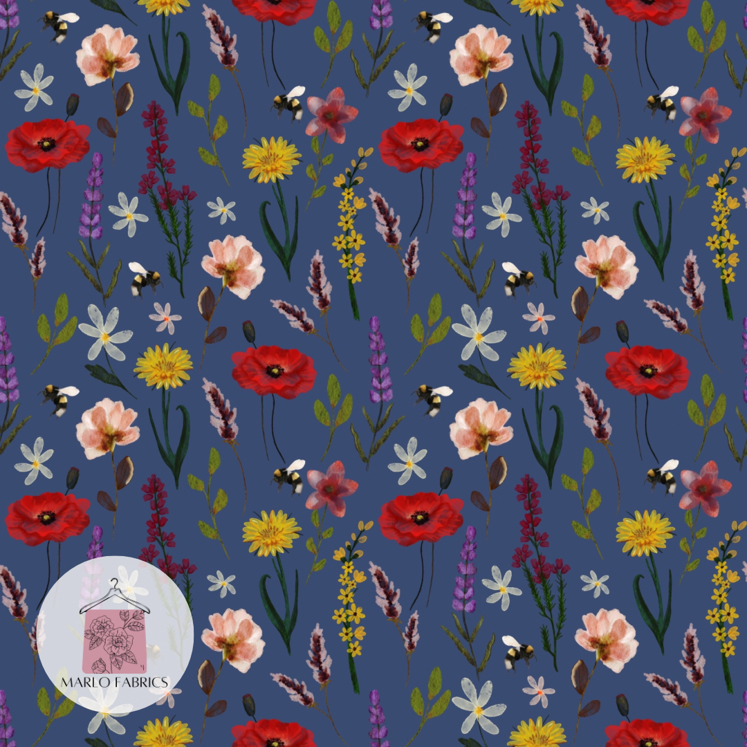Wildflowers - Navy -  Pre Order 362
